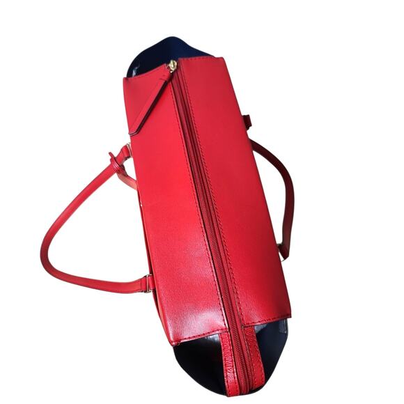 Tory Burch Parker Leather Tote Bag Red Fair Condition Handle Trim Wear 37169 - Picture 3 of 7